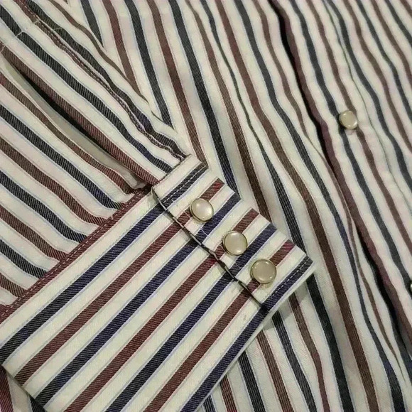 NWT Falcon Bay Striped Western Button Down Pearl Snap Dress Shirt 3X - Picture 2 of 7